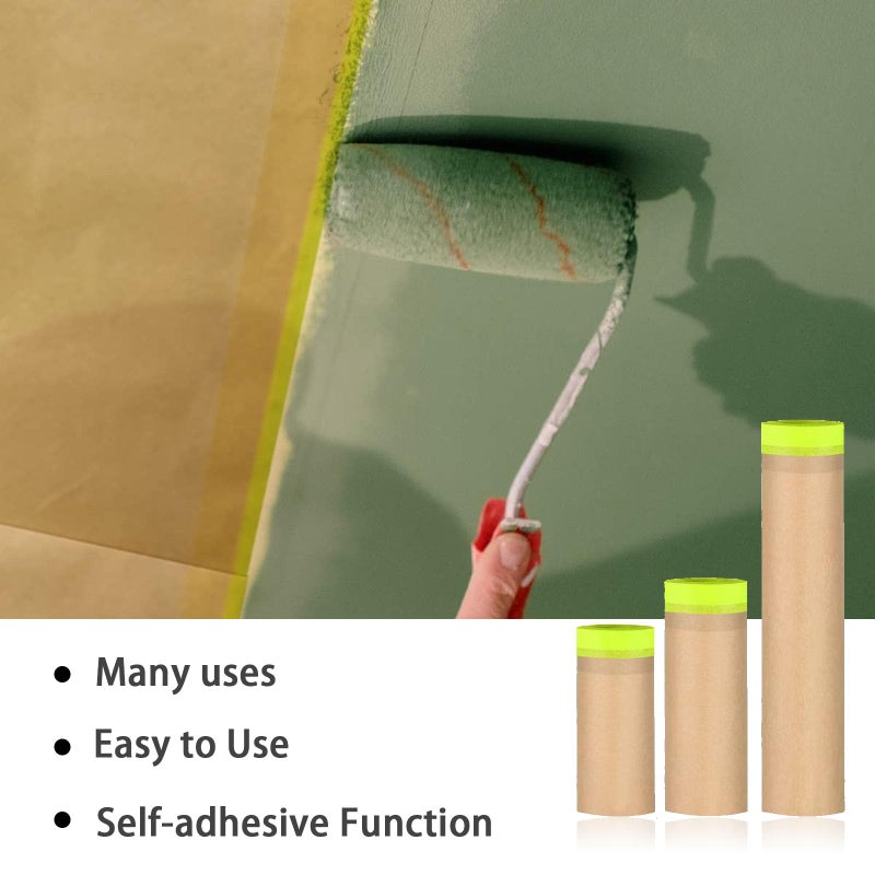 Hubaow Masking Paper, 20"" X 150feet, Tape and Drape for Automotive Painting Covering, Paint Spray Shield for House Painting - Image 3